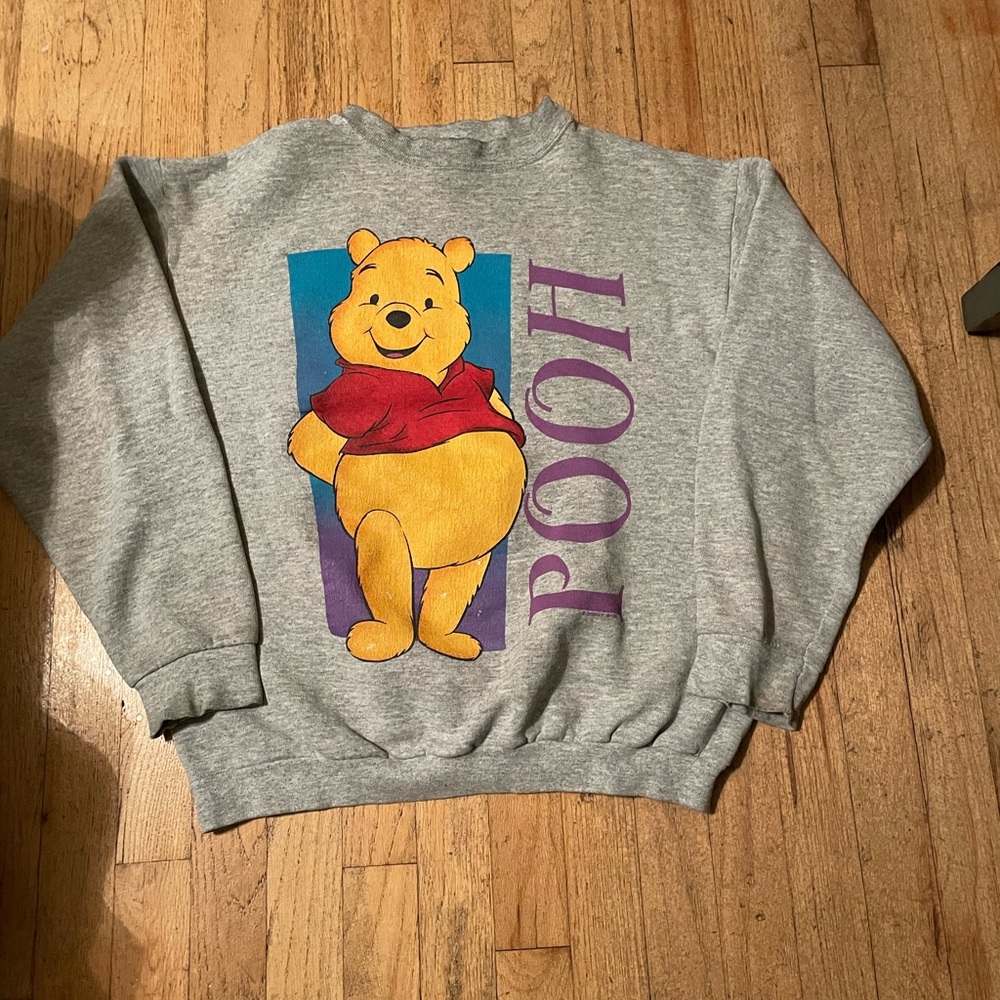 Disney Gray Pooh Crewneck Sweater for Men